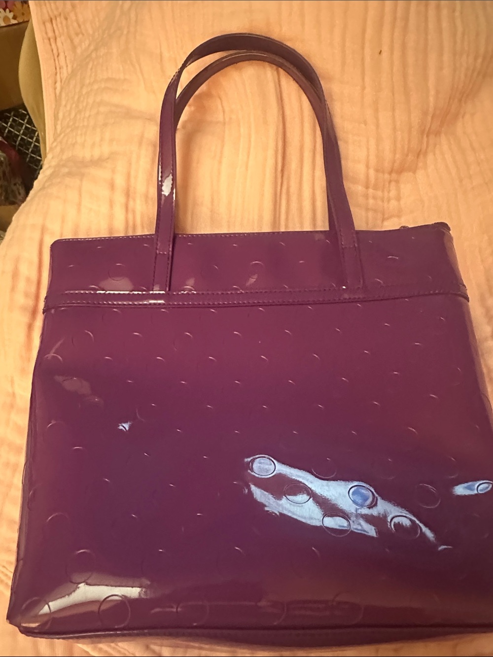 kate spade Purple Patent Tote with Bow Detail Like New - Picture 4 of 5